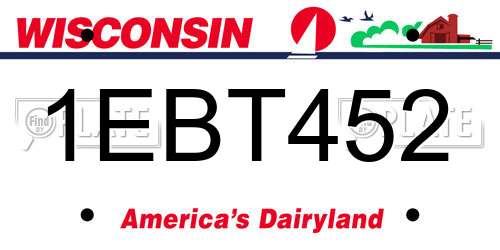 1EBT452 Wisconsin License Plate