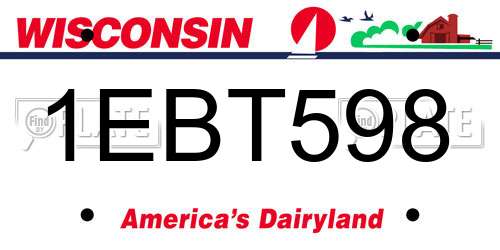 1EBT598 Wisconsin License Plate