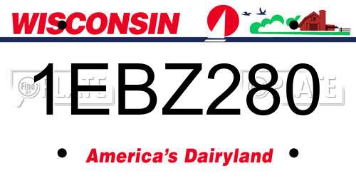 1EBZ280 Wisconsin License Plate