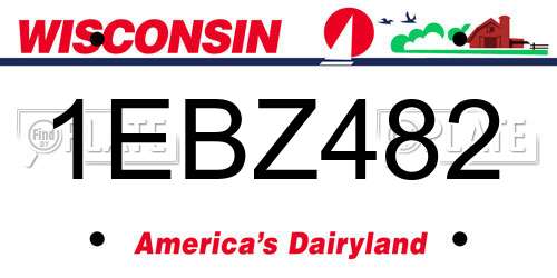 1EBZ482 Wisconsin License Plate