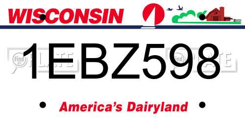 1EBZ598 Wisconsin License Plate