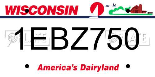 1EBZ750 Wisconsin License Plate