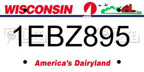 1EBZ895 Wisconsin License Plate