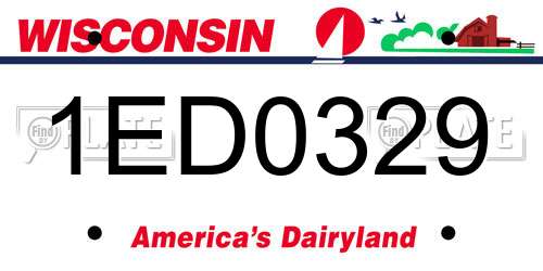 1ED0329 Wisconsin License Plate