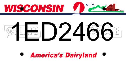1ED2466 Wisconsin License Plate