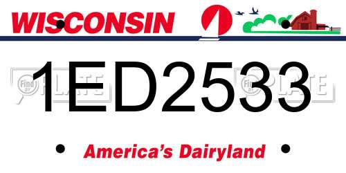 1ED2533 Wisconsin License Plate