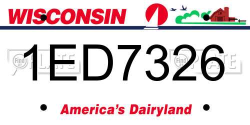 1ED7326 Wisconsin License Plate