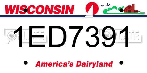 1ED7391 Wisconsin License Plate