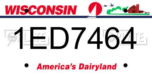 1ED7464 Wisconsin License Plate