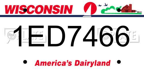 1ED7466 Wisconsin License Plate