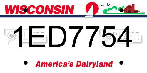 1ED7754 Wisconsin License Plate