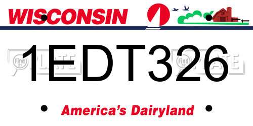 1EDT326 Wisconsin License Plate