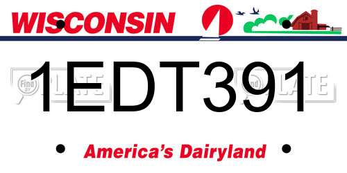 1EDT391 Wisconsin License Plate