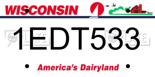 1EDT533 Wisconsin License Plate