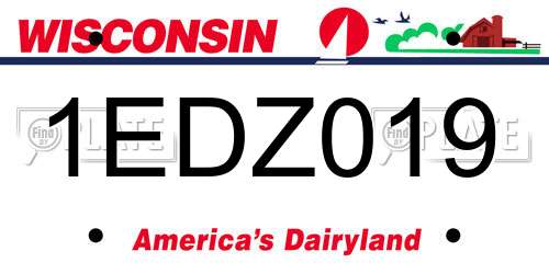 1EDZ019 Wisconsin License Plate