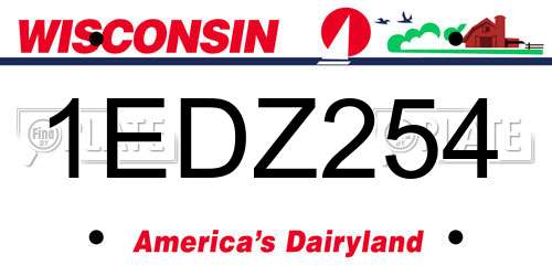 1EDZ254 Wisconsin License Plate