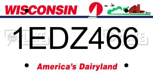 1EDZ466 Wisconsin License Plate