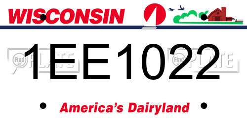 1EE1022 Wisconsin License Plate