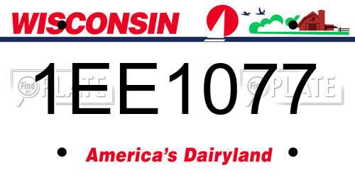 1EE1077 Wisconsin License Plate
