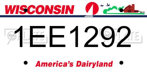 1EE1292 Wisconsin License Plate