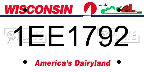1EE1792 Wisconsin License Plate