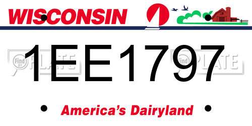 1EE1797 Wisconsin License Plate