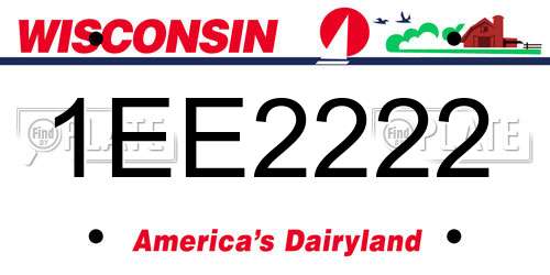 1EE2222 Wisconsin License Plate