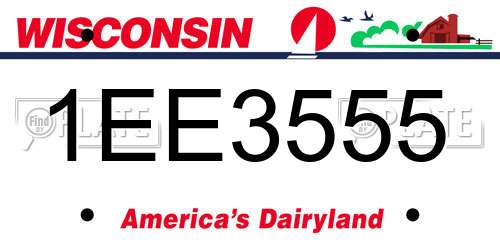 1EE3555 Wisconsin License Plate