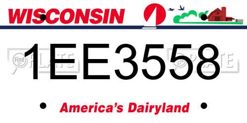 1EE3558 Wisconsin License Plate