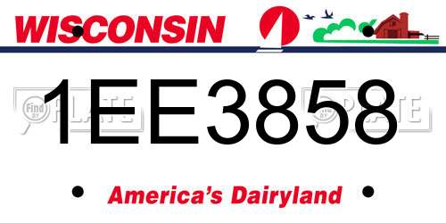 1EE3858 Wisconsin License Plate