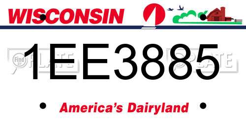 1EE3885 Wisconsin License Plate