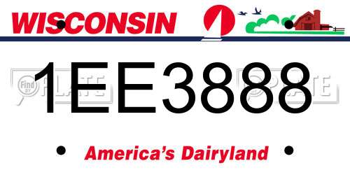 1EE3888 Wisconsin License Plate