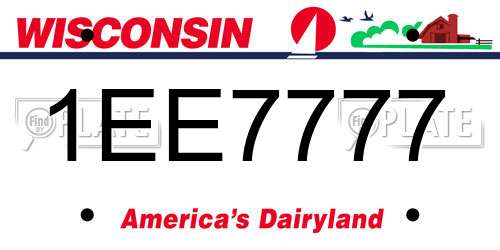 1EE7777 Wisconsin License Plate