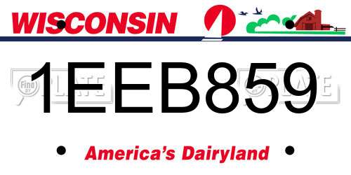 1EEB859 Wisconsin License Plate