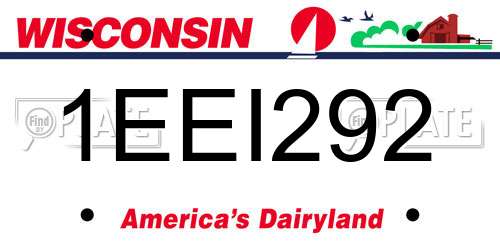 1EEI292 Wisconsin License Plate