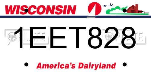 1EET828 Wisconsin License Plate