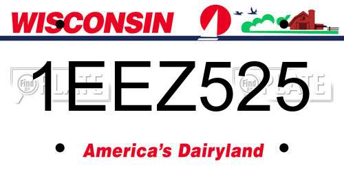 1EEZ525 Wisconsin License Plate