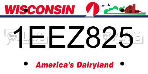 1EEZ825 Wisconsin License Plate