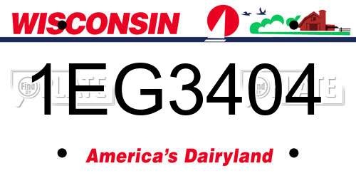 1EG3404 Wisconsin License Plate