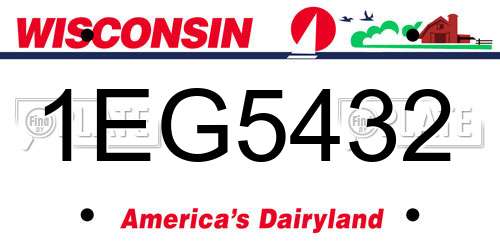 1EG5432 Wisconsin License Plate