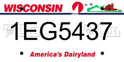 1EG5437 Wisconsin License Plate