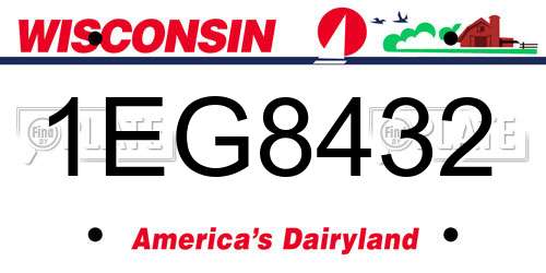 1EG8432 Wisconsin License Plate