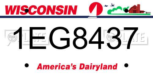 1EG8437 Wisconsin License Plate
