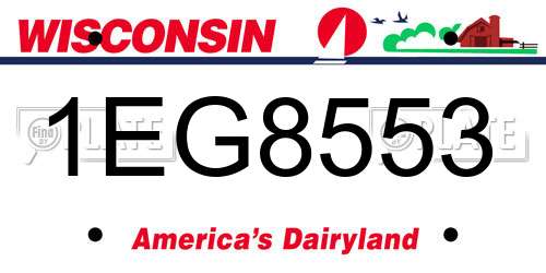 1EG8553 Wisconsin License Plate