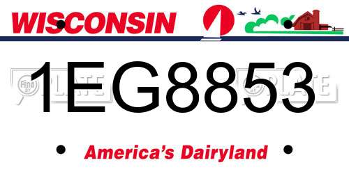 1EG8853 Wisconsin License Plate