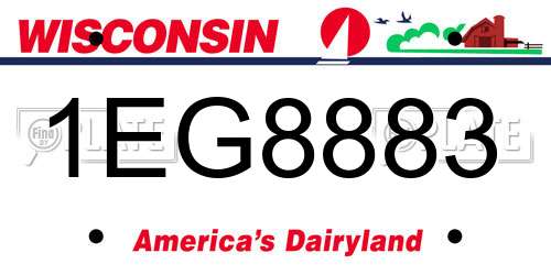 1EG8883 Wisconsin License Plate