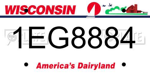 1EG8884 Wisconsin License Plate