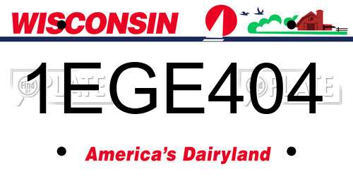 1EGE404 Wisconsin License Plate