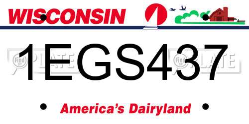 1EGS437 Wisconsin License Plate