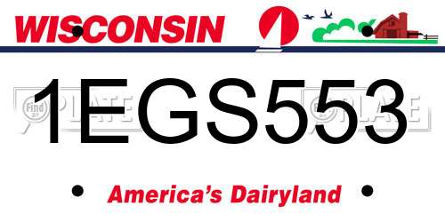 1EGS553 Wisconsin License Plate